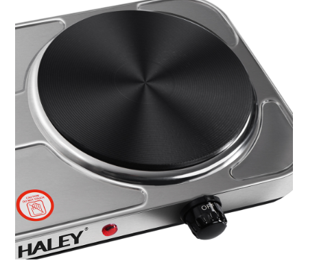 Plita Electrica HALEY HY-1893, 2 Zone de Gatit, Putere 1500W + 1000W, Design Elegant din Otel Inoxidabil